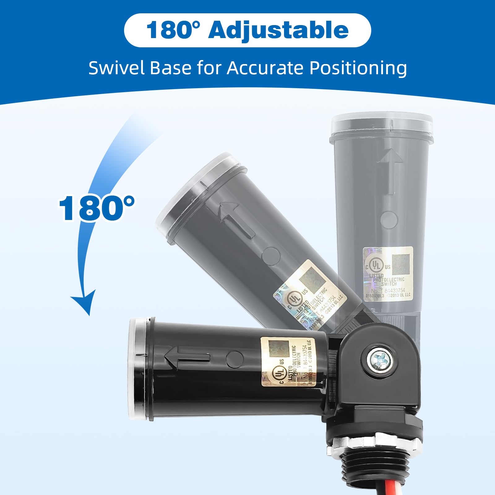 Interruptor de sensor de iluminación automático, 2 piezas, interruptor fotoeléctrico para luz exterior, sensor de fotocélulas con retardo de tiempo, compensación de temperatura, resistente al
