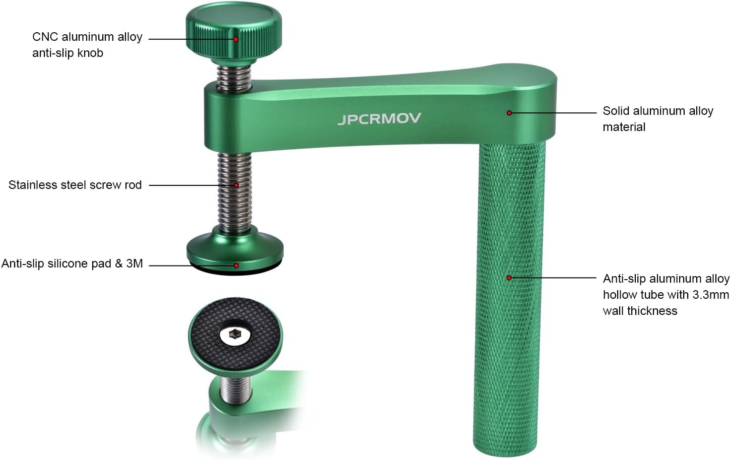 Bench Dog Clamp for 19mm (3/4 Inch) Holes, Heavy-Duty Steel & Aluminum Alloy Fast-Action Hold Down Clamp, One-Hand Quick Release Woodworking Accessories Compatible with MFT Tables (Green)