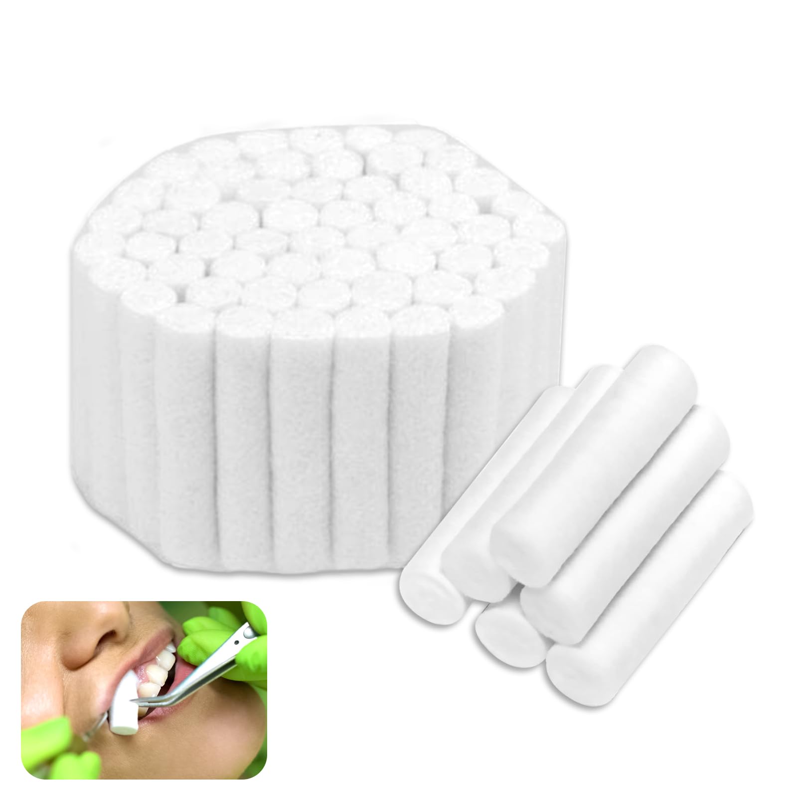 MSKS Dental Cotton Gauge 1-Rolls - 48pcs, Highly Absorbent Dental Cotton Rolls, Sterile Natural Cotton Nasal Plug, Nose Bleed Nasal for Sports Adults Kids