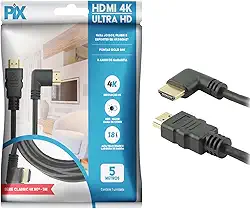 PIX Cabo HDMI 2.0 4K 19 Pinos - Plug 90 Graus, 5 Metros