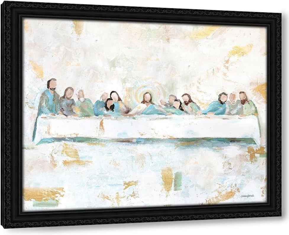 ArtDirect Last Supper 45x36 Huge Black Ornate Wood Framed Canvas Giclee Art by Kissell, Mackenzie