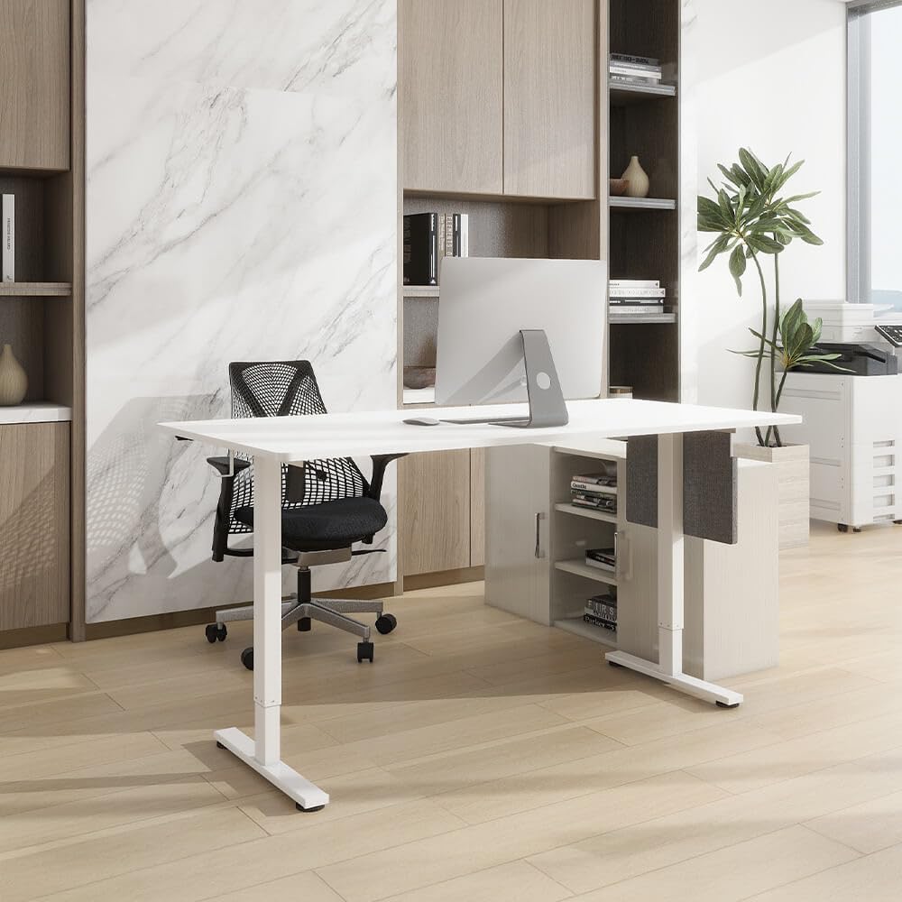 Home Deluxe Scrivania regolabile in altezza, design ergonomico in bianco, 160 x 80 cm, per ufficio e casa