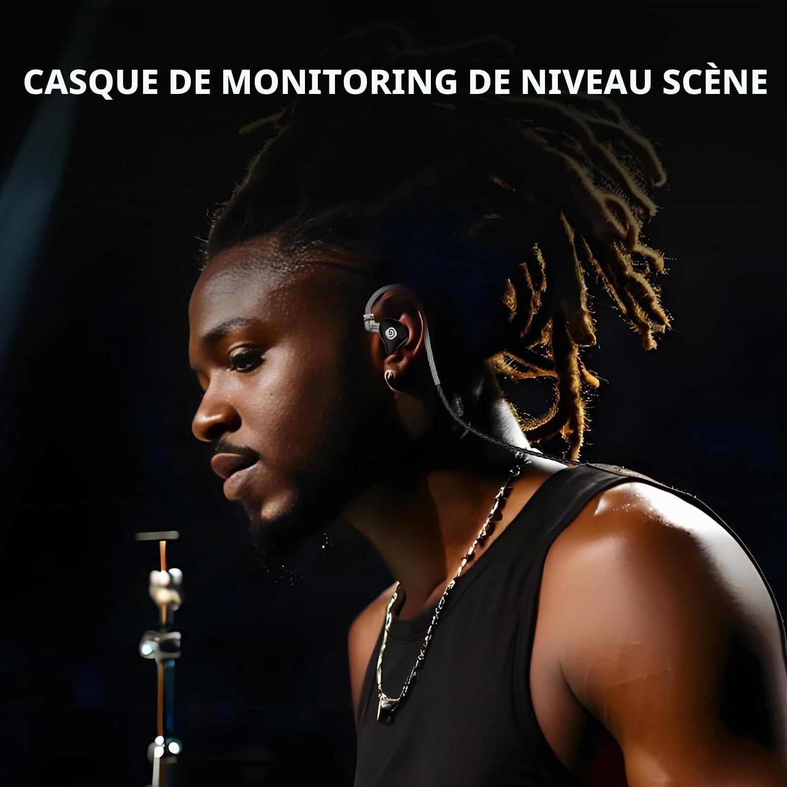 D Debra IE-210 Écouteurs IEM Hi-FI à Faible Distorsion pour Musicien, Câble Détachable 2 Broches, Isolation Phonique Passive pour Scène et Studio