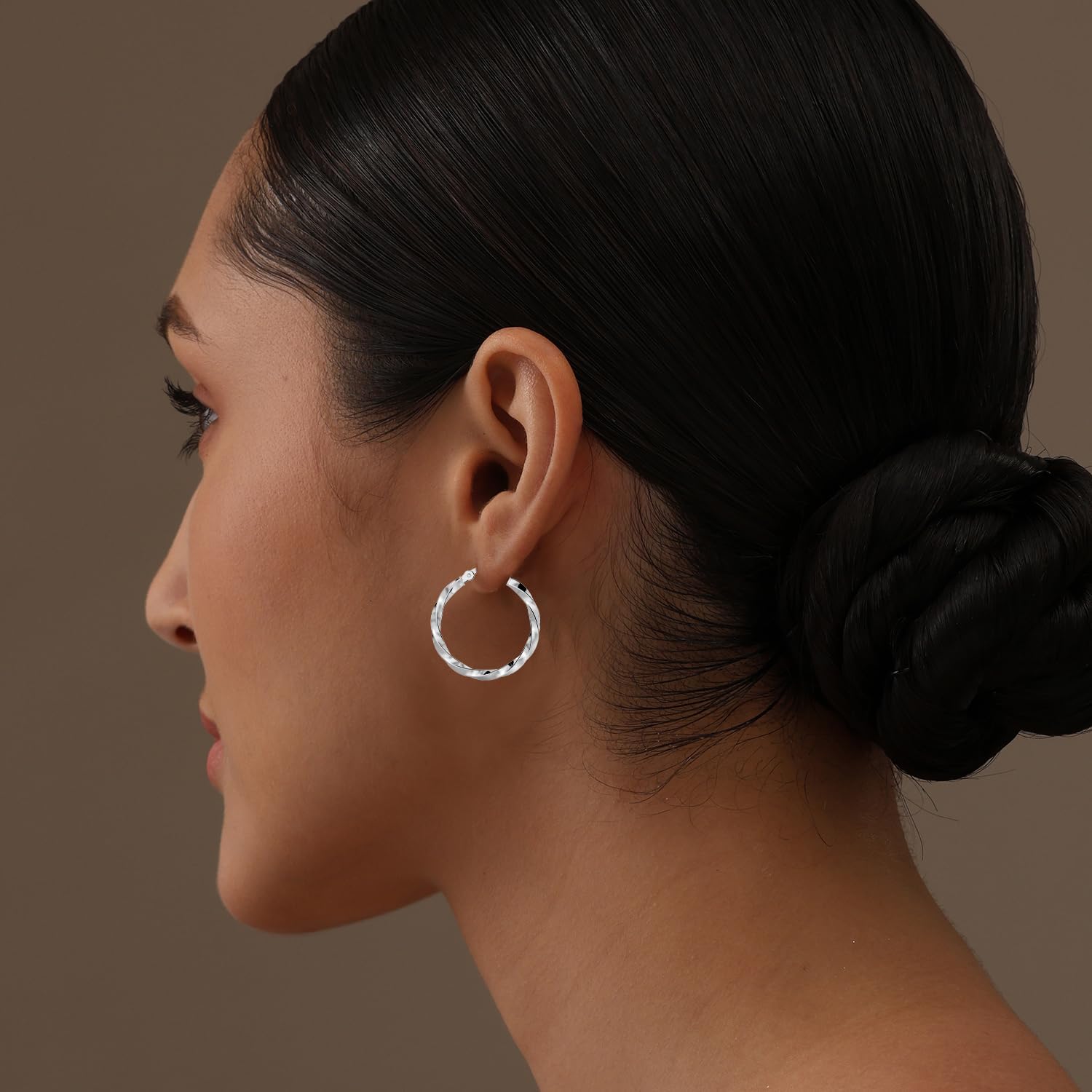 Charmsy 925 Sterling Silver Hoop Earrings for Women | 14K Gold-Plated 2 MM Thickness Classic & Twisted Hoops Earring for Women | Size 15/20/25/30/40/50MM