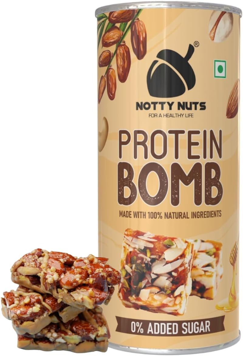 NOTTY NUTS Crunchy Date Bites 200g I Sugar Free Dates Barfi Made with Dates, Pista, Cashews, Almonds, and Pure Ghee I Dry Fruits Nuts | Energy Booster | Fresh And Tasty Healthy Snacks