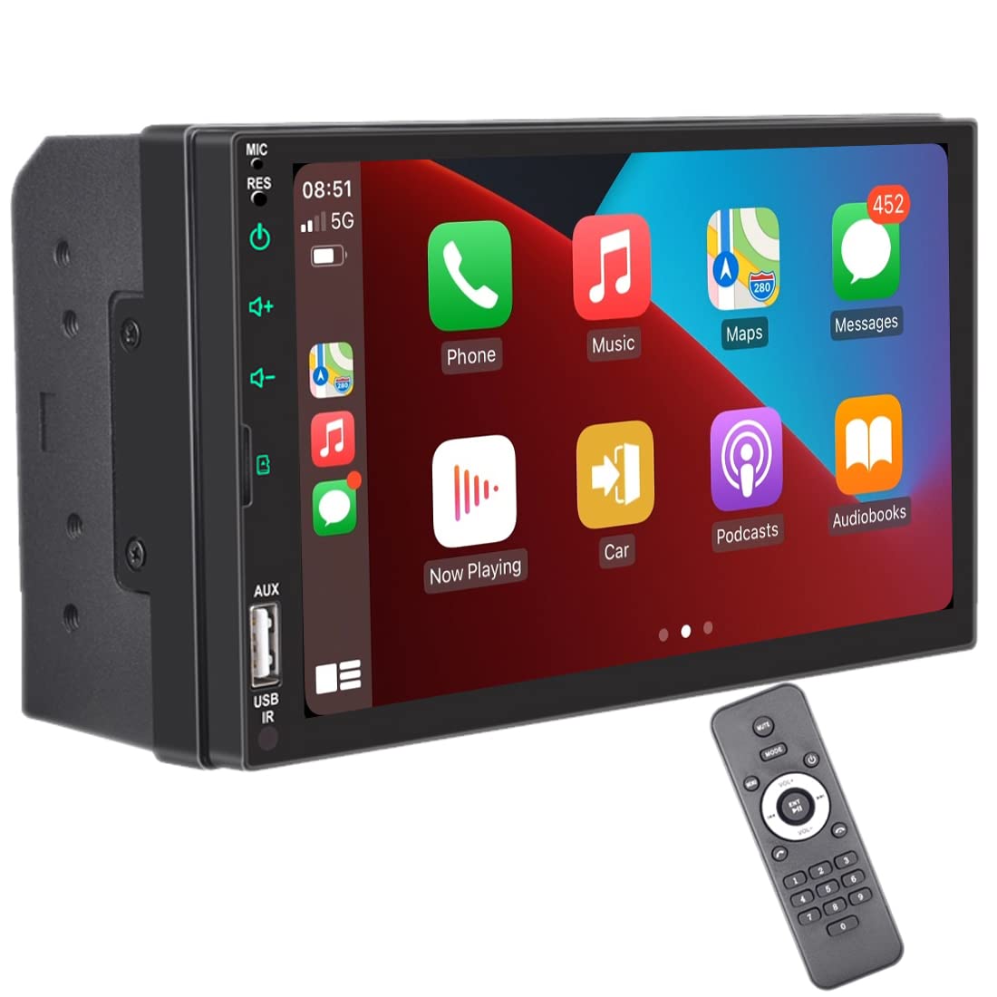 Radio samochodowe Bluetooth Compatible for Carplay Android Auto Double Din 7-calowy ekran dotykowy Obs?uga radia samochodowego FM AUX IN SWC Karta USB TF Mirror Link dla Androida/iOS