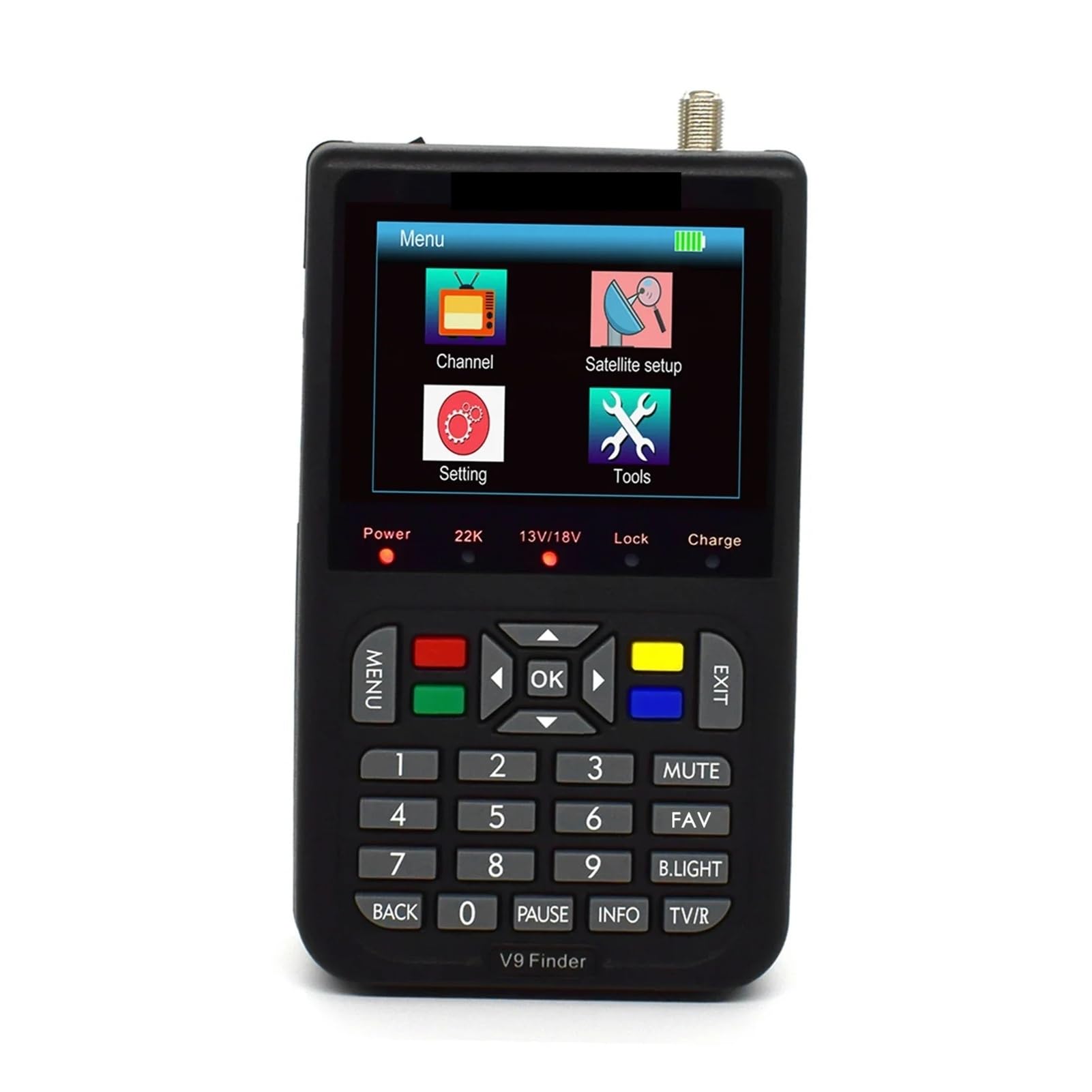 Cyfrowy miernik z celownikiem satelitarnym V9 z 3,5-calowym wyświetlaczem LCD DVB-S2 HD do wykrywania sygnału instalacji anteny Wyczyść wyświetlacz