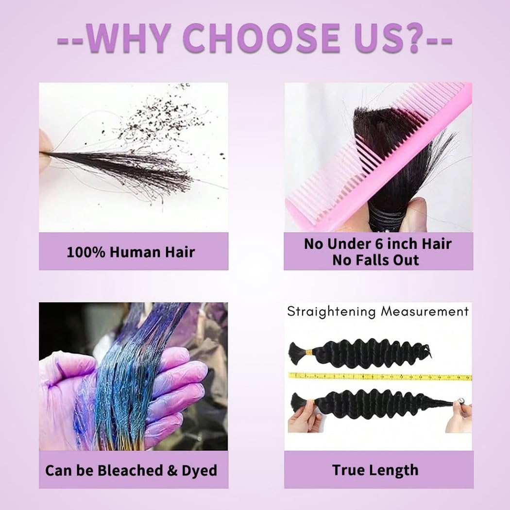 Cabello humano trenzado para trenzas bohemias de 20 pulgadas, 3.88 oz de onda profunda, cabello humano a granel para trenzar 12A, 100% sin procesar, extensiones de cabello bohemio a granel, color 5