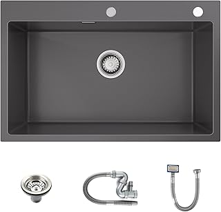 TORVA Gunmetal Grey Topmount Kitchen Sink, Bl...,