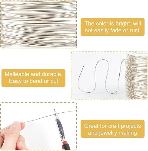Vista 19 de Airssory Alambre de cuentas de metal de cobre de calibre 0.016 in/26, chapado de larga duración para envolver lazos torcidos, fabricación de joyas