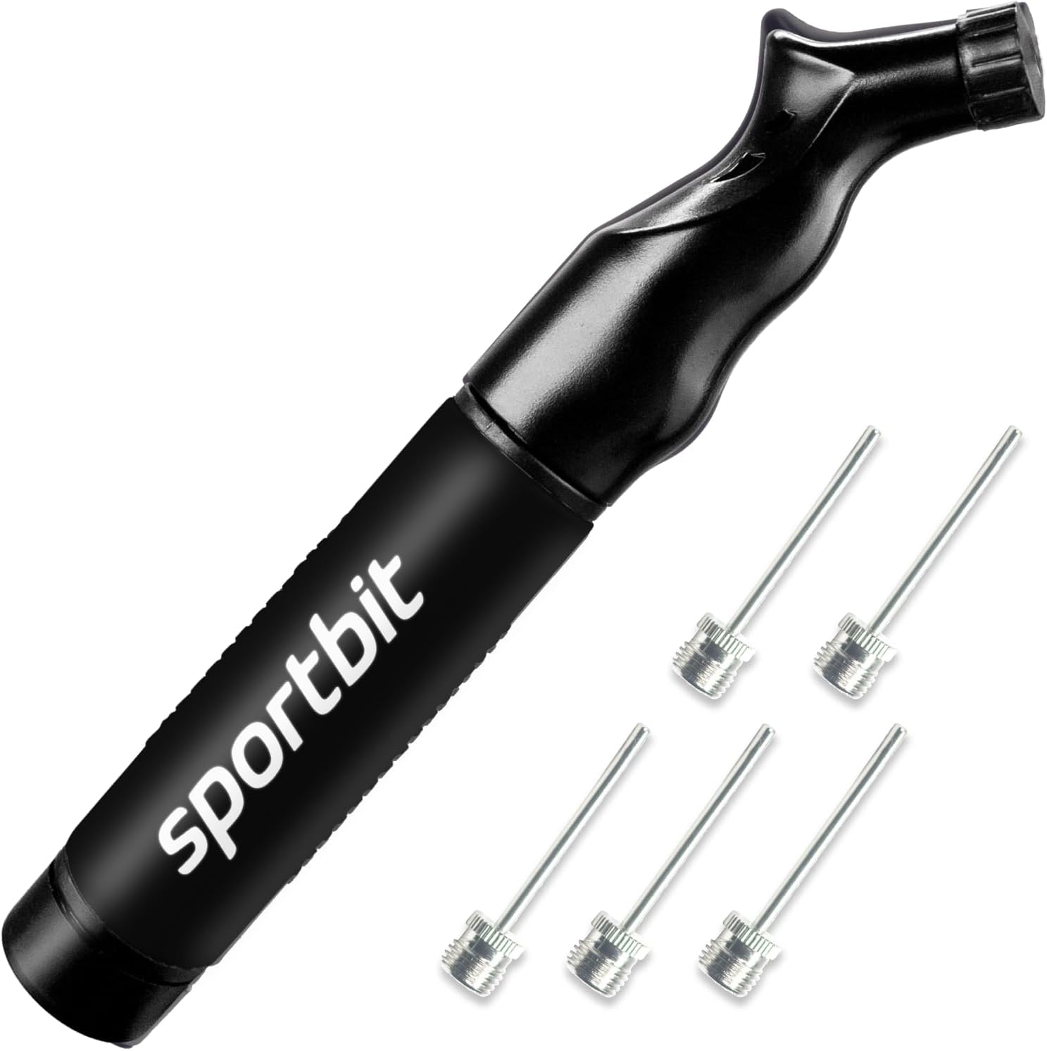 SPORTBIT Ball Pump with 5 Needles - Push & Pull Inflating System - Great for All Sports Balls - Football Ball Air Pump, Volleyball Pump, Basketball Inflator - Goes with Needles Set