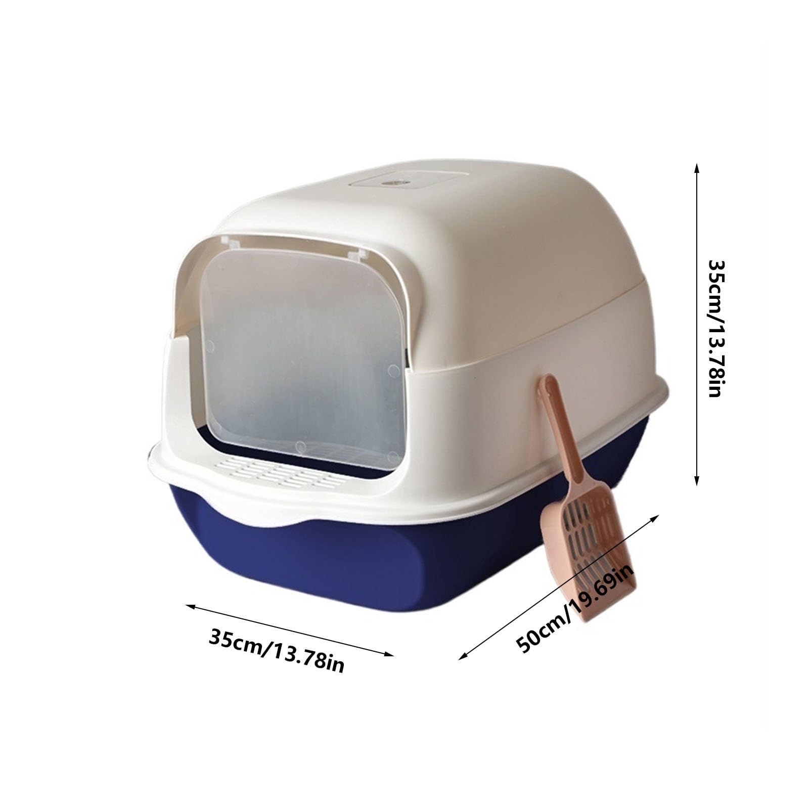 Lettiera per Gatti Grande lettiera for Gatti Oscurante, con Coperchio e Paletta, Privacy e Facile Accesso for la Pulizia Toilette per Gatti(Blue)