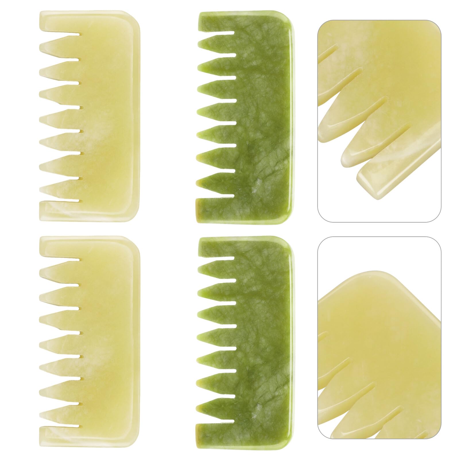 VALICLUD 4 Pettini Massaggianti Guasha in Pietra Naturale per Cuoio Capelluto Pettine Portatile per Massaggio Chioma e Stimolazione Circolazione Strumento Rilassante per Uso Domestico e