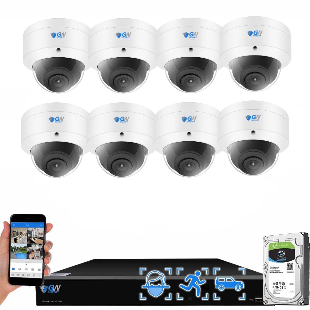 GW Security 16 Channel H.265+ PoE 12MP NVR 4K Security Camera System with 8 x 4K (8MP) Face Recognition/Human/Vehicle Detection Outdoor Indoor