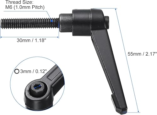Miniatura 47 de uxcell 4 manijas de palanca de sujeción, perno macho roscado de acero al carbono de óxido negro M8 x 0.59 pulgadas, asas ajustables de bloqueo