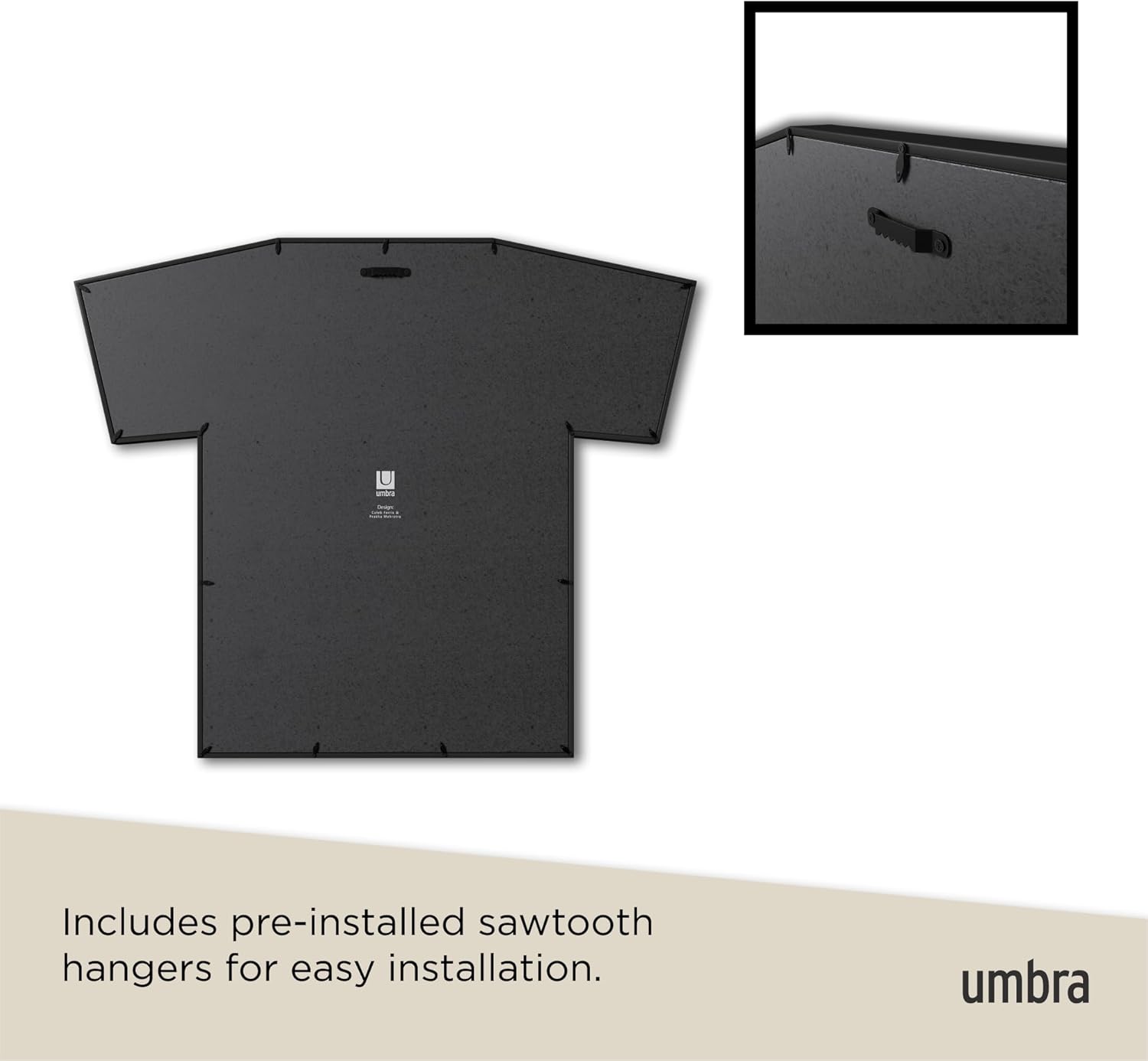 Umbra T-Frame, Unique T-Shirt Display Case to Showcase Youth Sized T-Shirts (Small to Large), Black