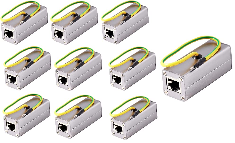 RiteAV - Outdoor Ethernet POE+ / RJ-45 Surge Protector (Shielded) for Thunder & Lightning Protection (Gigabyte) - 10 Pack