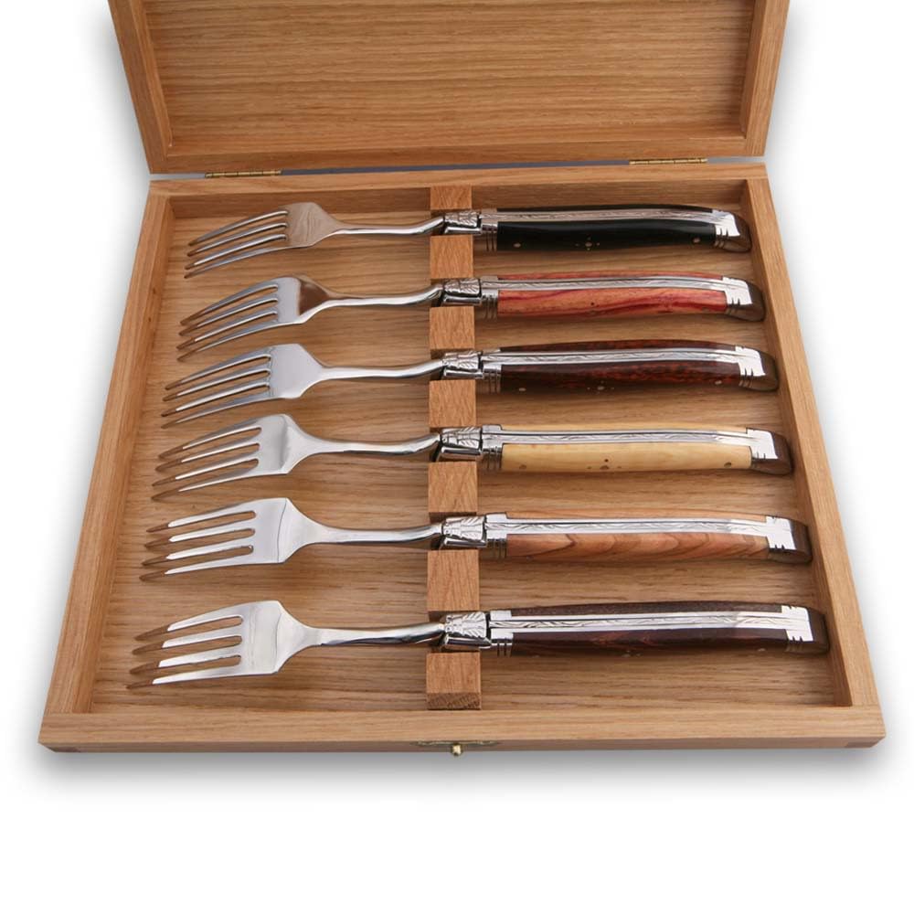 Coffret de 6 fourchettes laguiole de table bois assortis