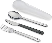 Joseph Joseph GoEat Reusable Stainless Steel Travel Cutlery Set - Knife Fork Spoon with Hygienic Case, Green