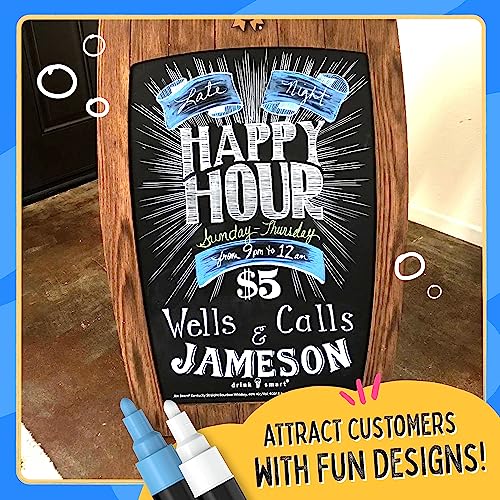 Chalkola 16 Kreidestifte für Tafel Abwaschbar - (16 Stifte 6mm, Kreidestift) | Kreidestifte für Fenster, Tafelkreide & Metallic Glasstifte, Chalk Marker, Kreidemarker Abwischbar, Fensterfarben