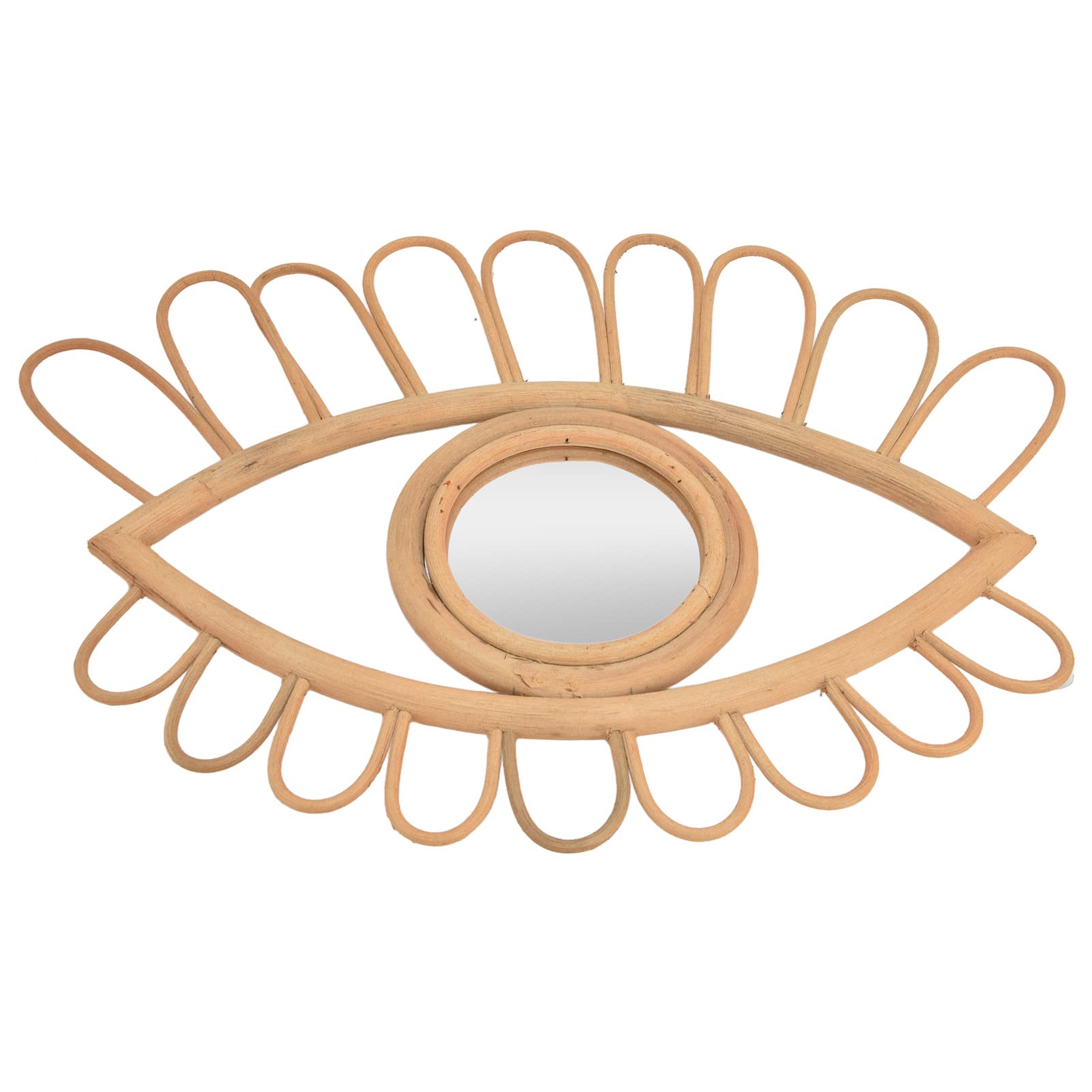 AUNMAS Rattan-Augen-Wandspiegel, Handgewebter Rattan-Augenspiegel mit Acrylglas, Wanddekoration für Badezimmer, Schlafzimmer, Wohnzimmer, Platzsparender Natürlicher Look