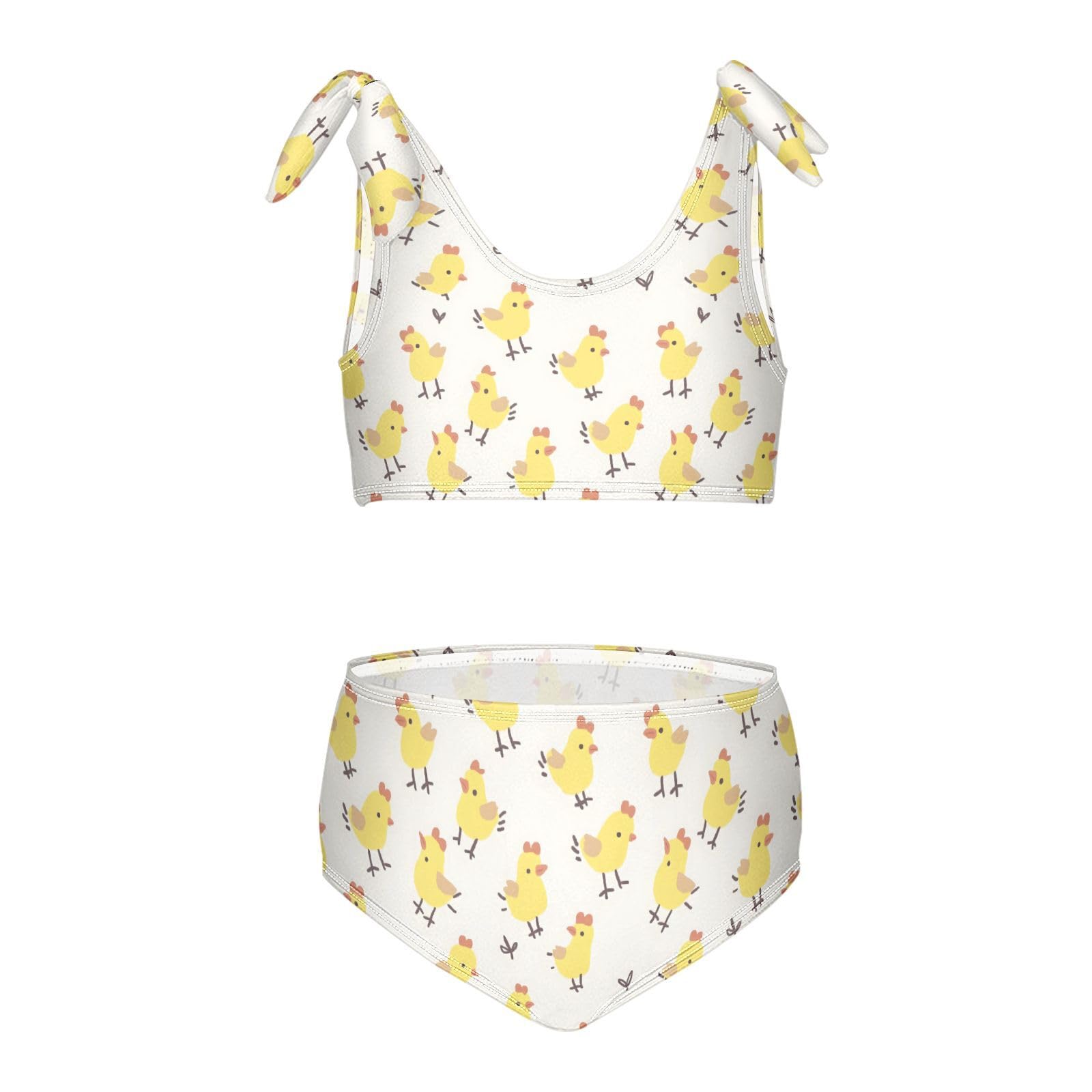 Little Yellow Chicken Girls Tankini Swim Set, Two Piece Swimsuits Summer Bikini Swimwear Set for Girls, 4T