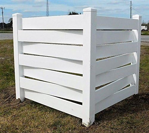 THE FENCE DEPARTMENT White Basketweave PVC Fence Corner - Privacy - Driveway/Garden Accent - Garbage Can/AC Unit Enclosure
