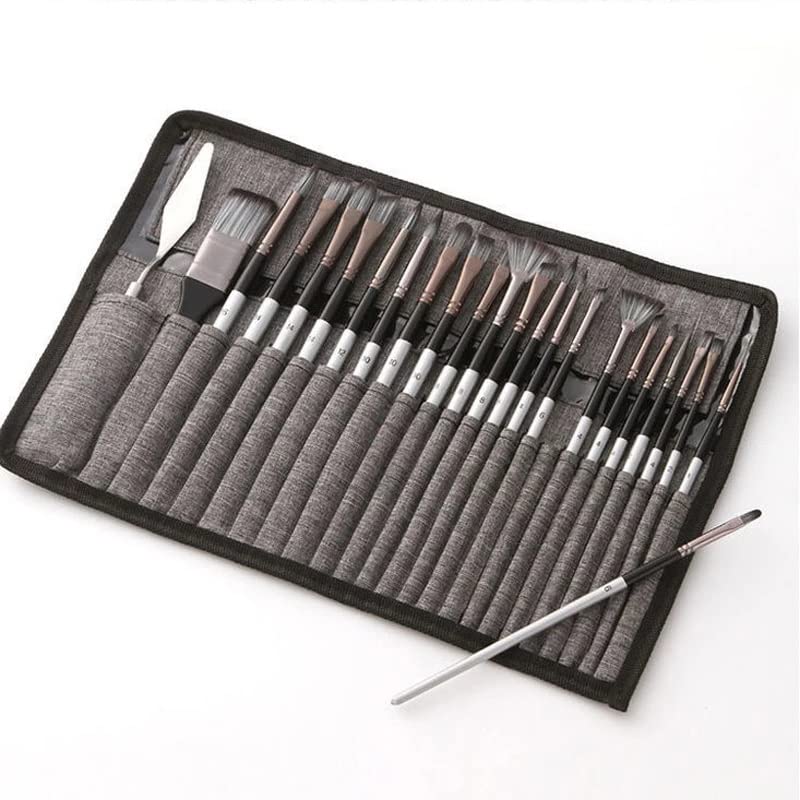 Pennello per Acquerello con Manico in Legno e Nylon, Forniture per pennelli artistici(D 24 PCS)