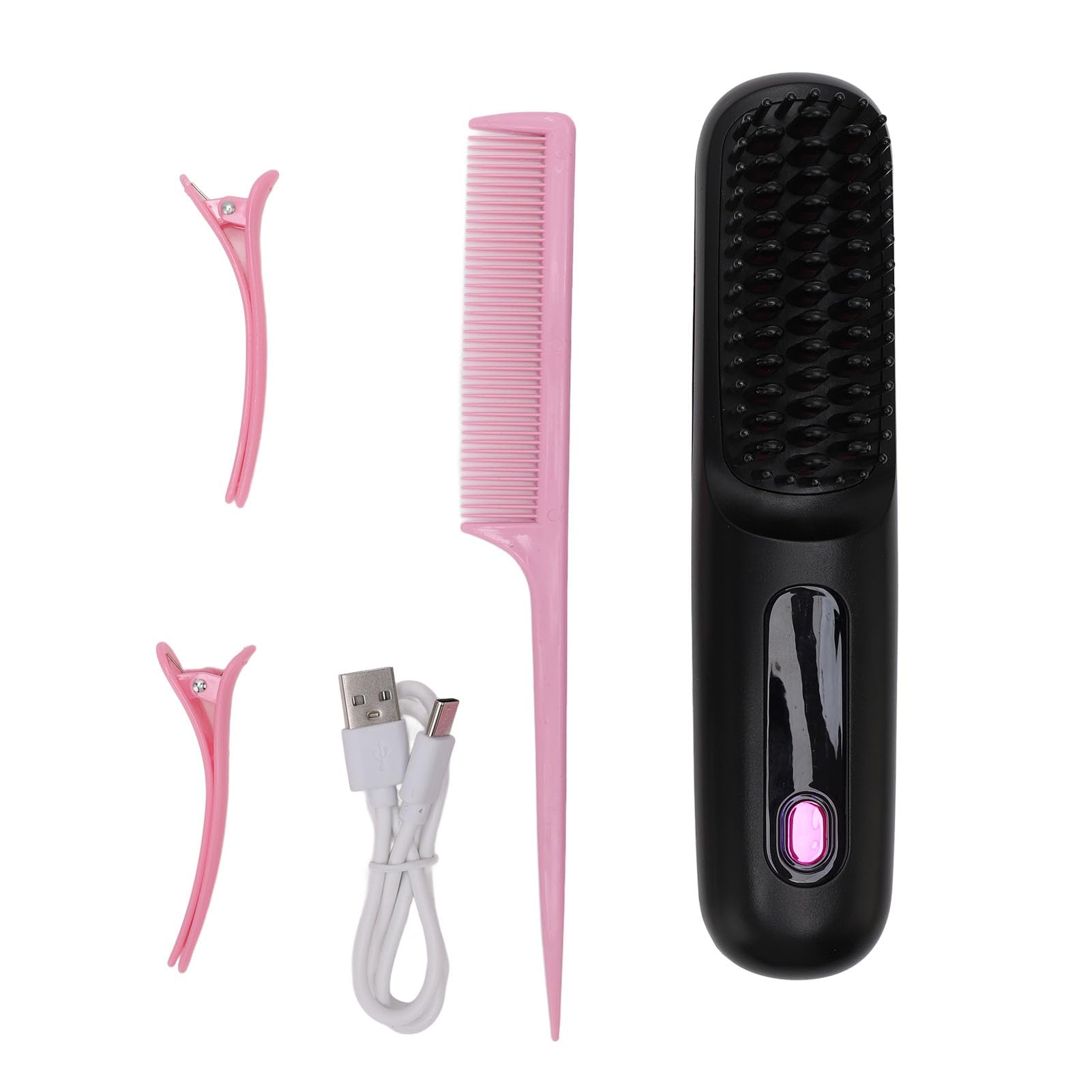 Hair Straightener Brush Multifunction Negative Ions Cordless Hair Straightening Comb for Thin Thick Hair (S7 Black)
