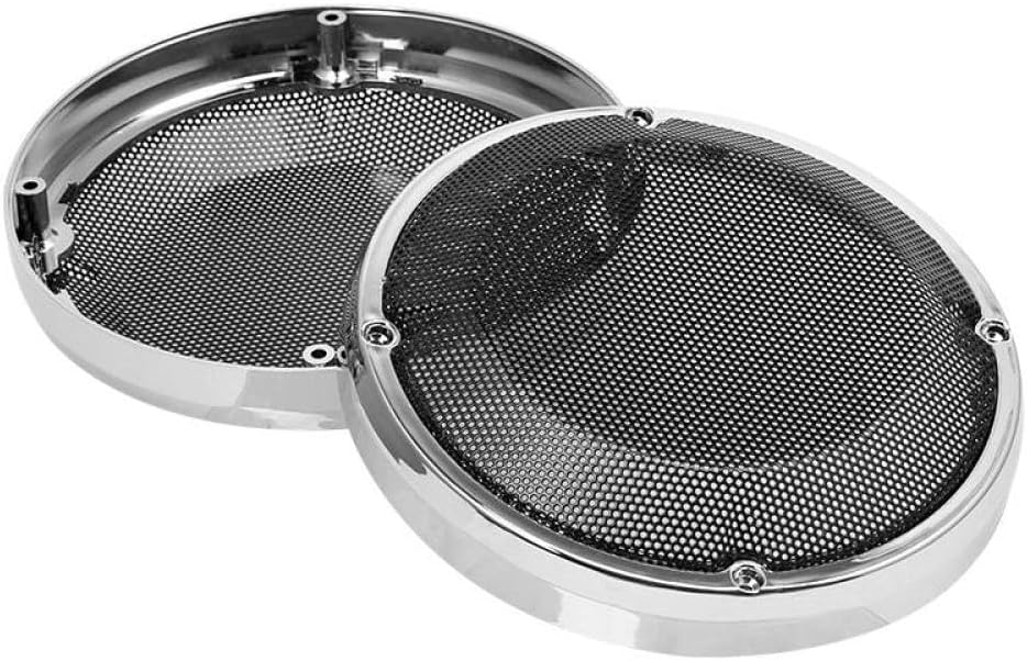 Motorcycle Chrome 6.5" Saddlebag Lid Speaker Grill Cover Compatible with Touring Street CVO FLHT Models