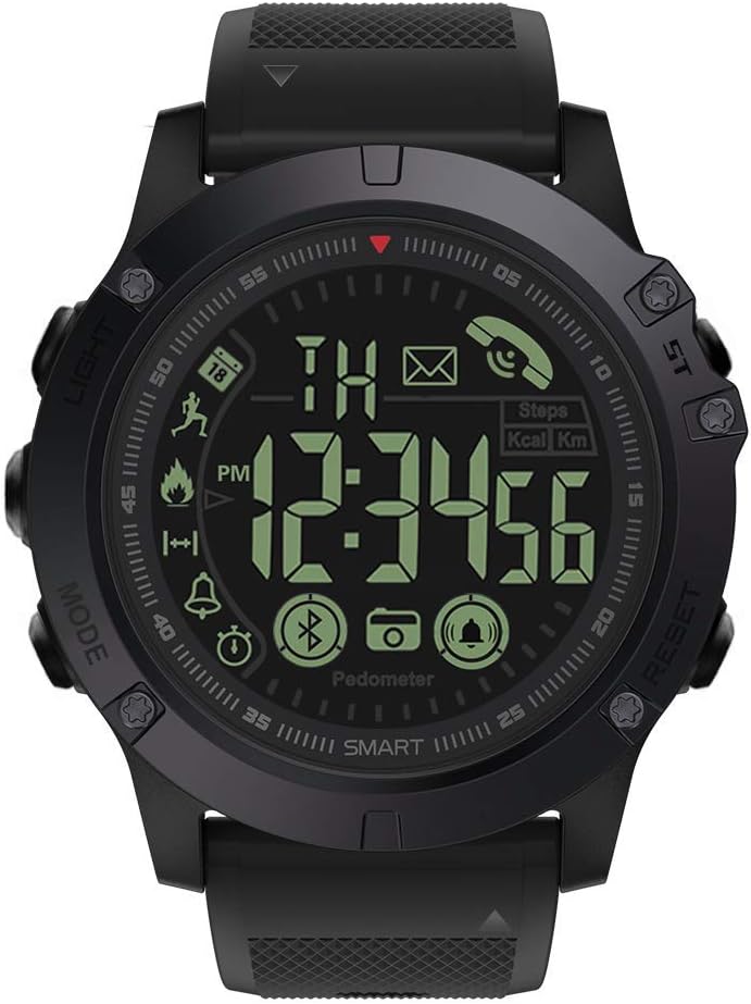 T1 Tact Military Grade Super Tough Smart Watch Outdoor Sports Talking Watch Mens Digital Sports Watch Waterproof Outdoor Pedometer Calorie Counter Multifunction Bluetooth Smart Watch