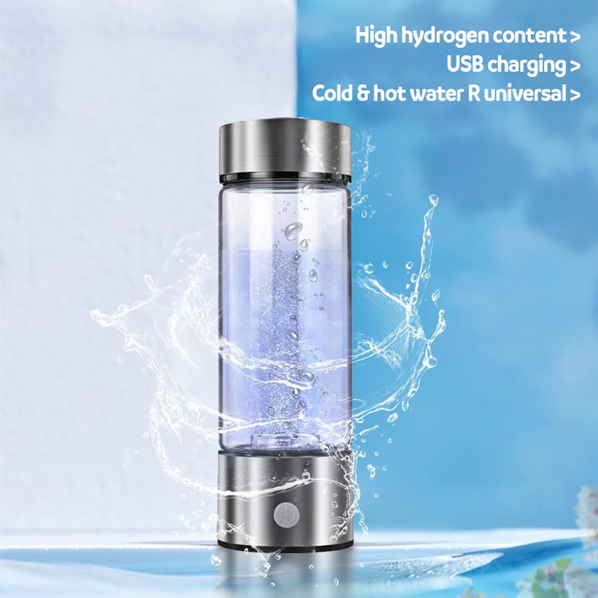 DOCIM Bottiglia Portatile del generatore di Acqua di idrogeno, Macchina Ricaricabile dello ionizzatore dell'Acqua della Tazza di Vetro dell'Acqua di idrogeno,Rosso