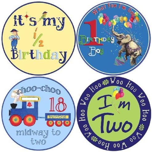 Mumsy Goose Baby Boy Birthday Stickers 6 Months, 1 Year, 2 Year