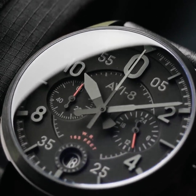 Amazon.com: AVI-8 Mens 42mm Spitfire Lock Chronograph Slate Black