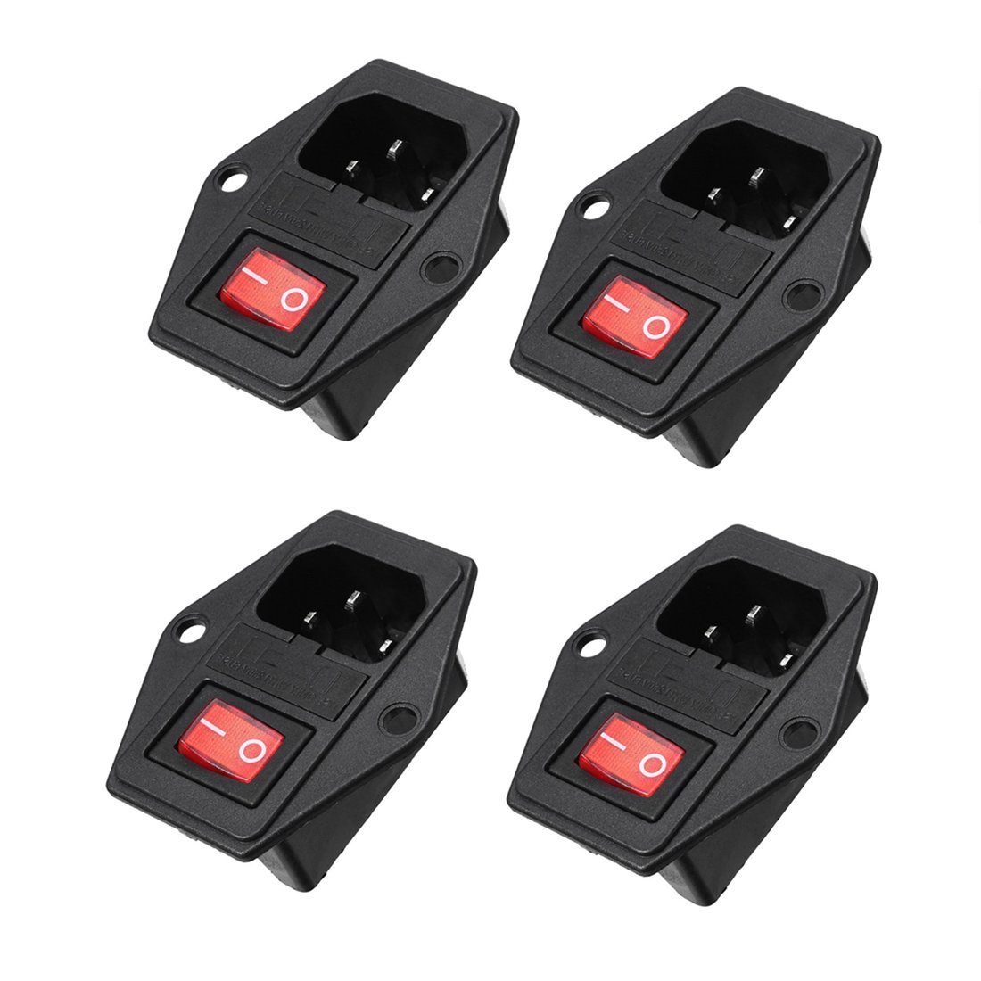Oiyagai 4 Pezzi Connettori Alimentazione IEC320 C14 Con Interruttore E Fusibile | 250V 10A | Rosso E Nero | Per PC, CNC, Apparecchiature - 2