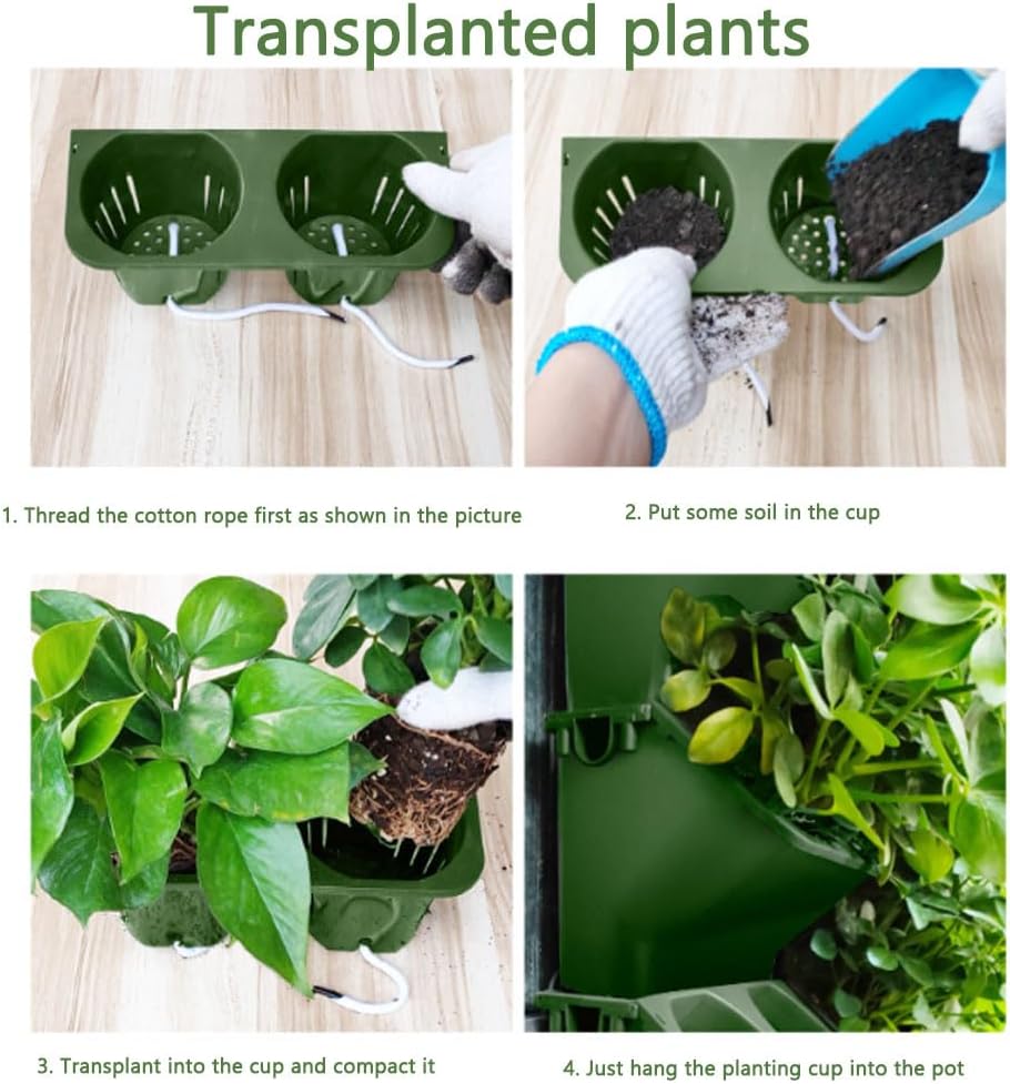 Stackable Wall Planter,Self-Watering Wall-Mounted Planter Indoor/Outdoor Decor, Vertical Wall Planter for Indoor Herbs Vegetables Fruits
