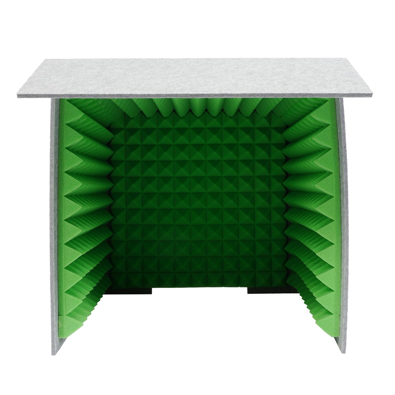Copertura insonorizzata per desktop - Studio di registrazione pieghevole per insonorizzazione - 60 x 60 cm, esterno grigio interno verde - ideale per Home Studio, podcaster e musicisti