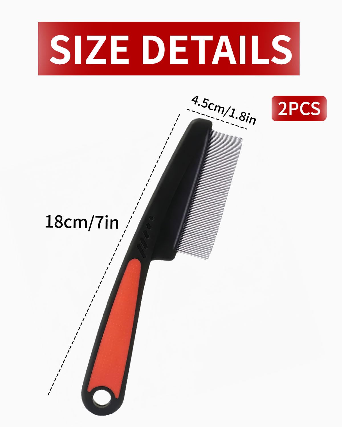 Lot de 2 peignes anti-puces professionnels pour chiens et chats - Peigne à puces - Peigne à poussière - Dents grossières et fines - En acier inoxydable