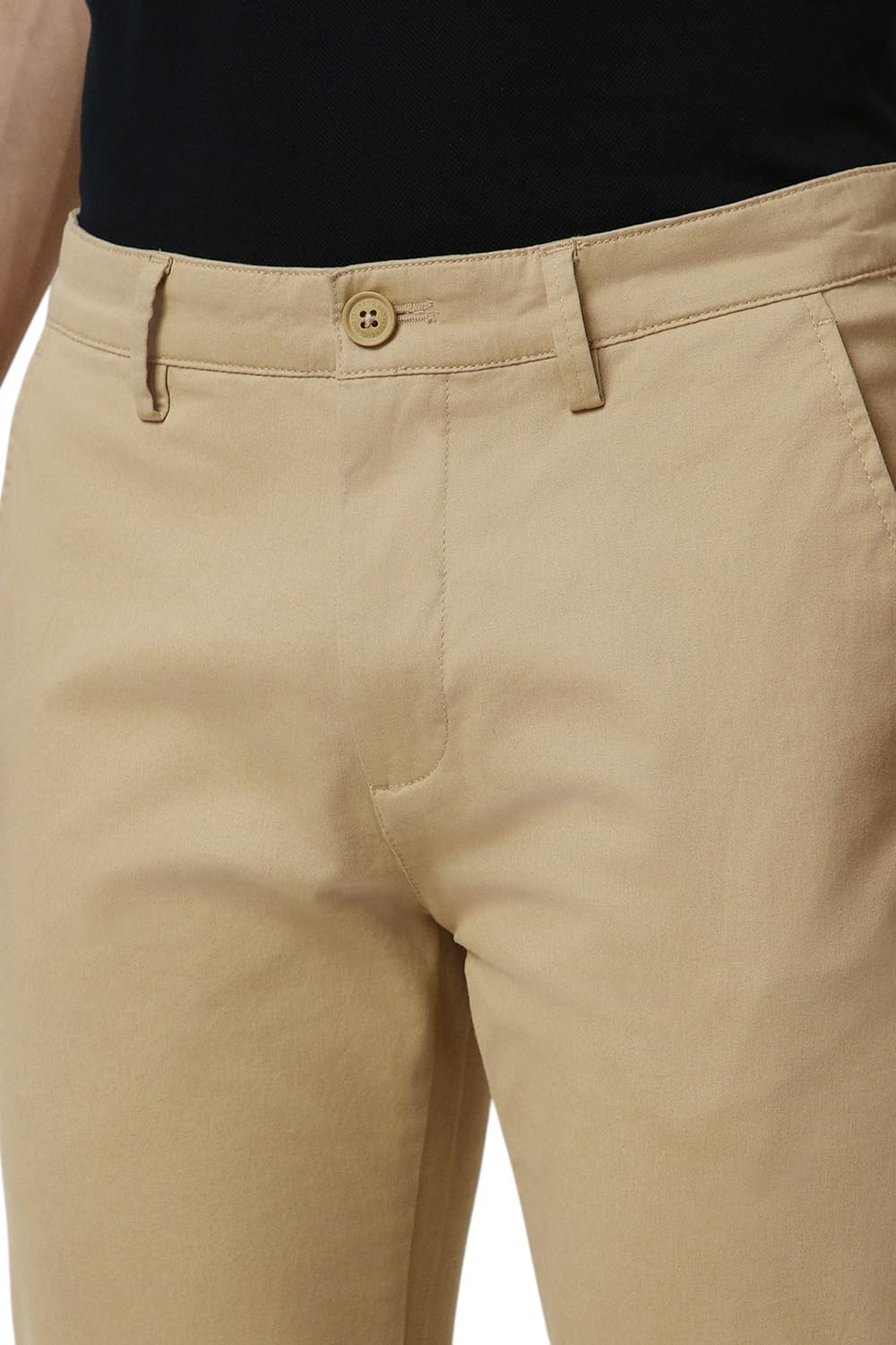 Peter England Men Mid Rise Slim Casual Pants (PCTFSSSBC04837_Beige, 30 - Image 4 thumbnail