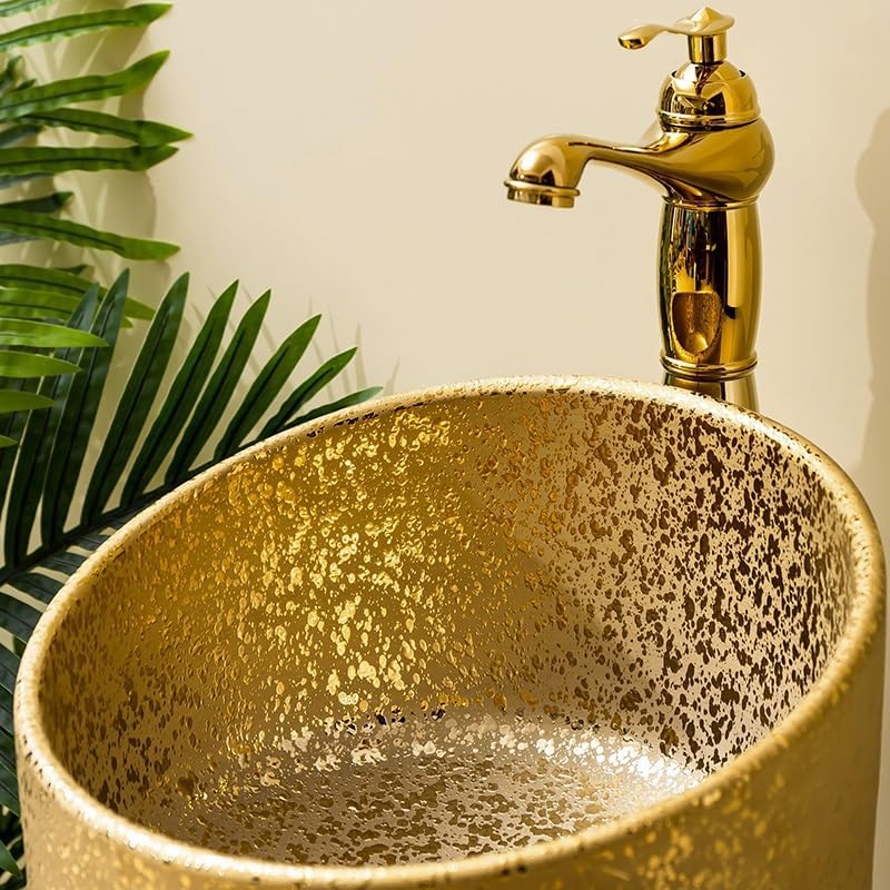 Bathroom Countertop Vessel Sink Home Bathroom Pedestal Sink Wash Basin, Ceramic Floor-standing Pedestal Sink Vanity