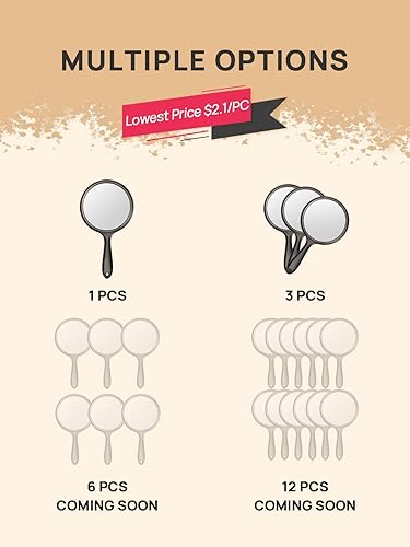 Miniatura 7 de OMIRO Espejo de mano, espejo de mano de doble cara, espejo de aumento 1X3X con asa, paquete de 1 (negro transparente)