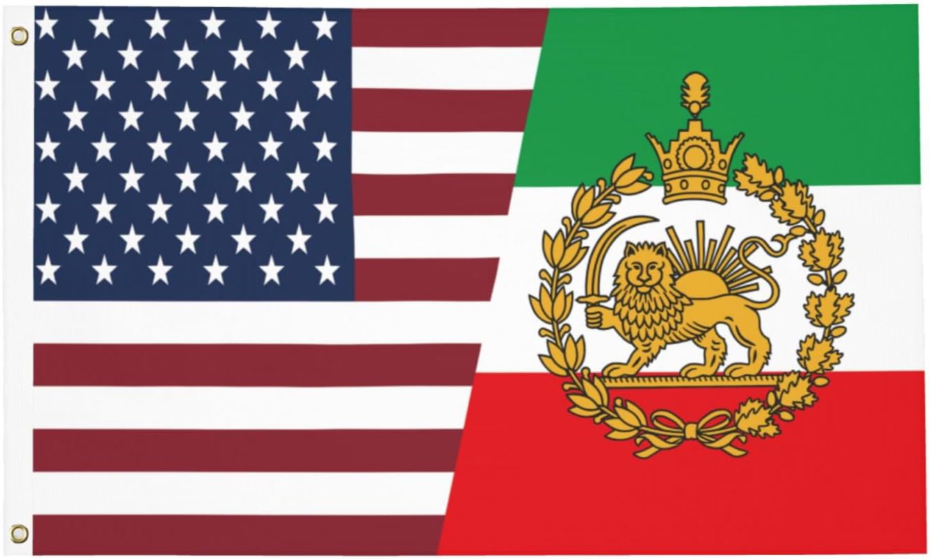 Iran Flag Old Iranian Persian Lion Flags 3x5 Ft Vivid Color Polyester 2 Brass Grommets Constitutional Revolution Iran Flag for Indoor Outdoor Decor Banner