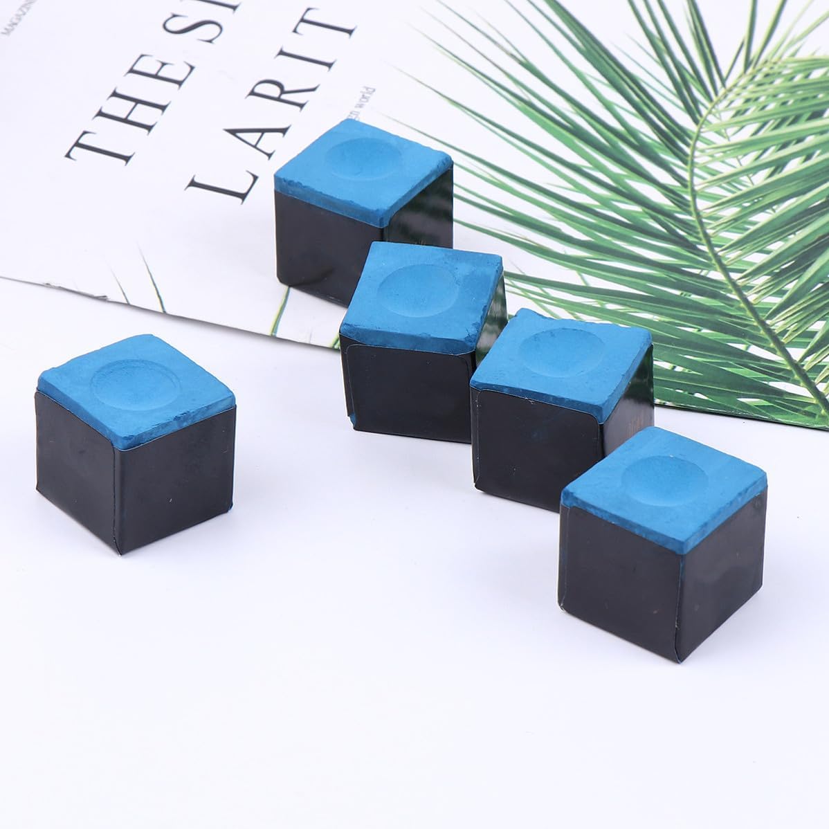 12pcs Portable Billiards Chalk Box for Pool Cue Accessories, Small Blue Billiard Cues Parts Chalk with Power Material for Practice and Game Use