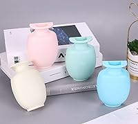 ChezMax 4-Pack Mini Wall-Mounted Vases - Removable Reusable Hanging Flower Pots for Fridge, Window, Tile, Home Decor (Blue, Green, Pink, Beige)