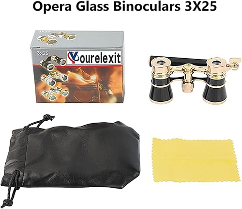 Miniatura 9 de Yourelexit Lentes de ópera, binoculares, lorgnette, lentes ópticos, compactos, ligeros, incorporados, plegables, con mango ajustable con cadena,