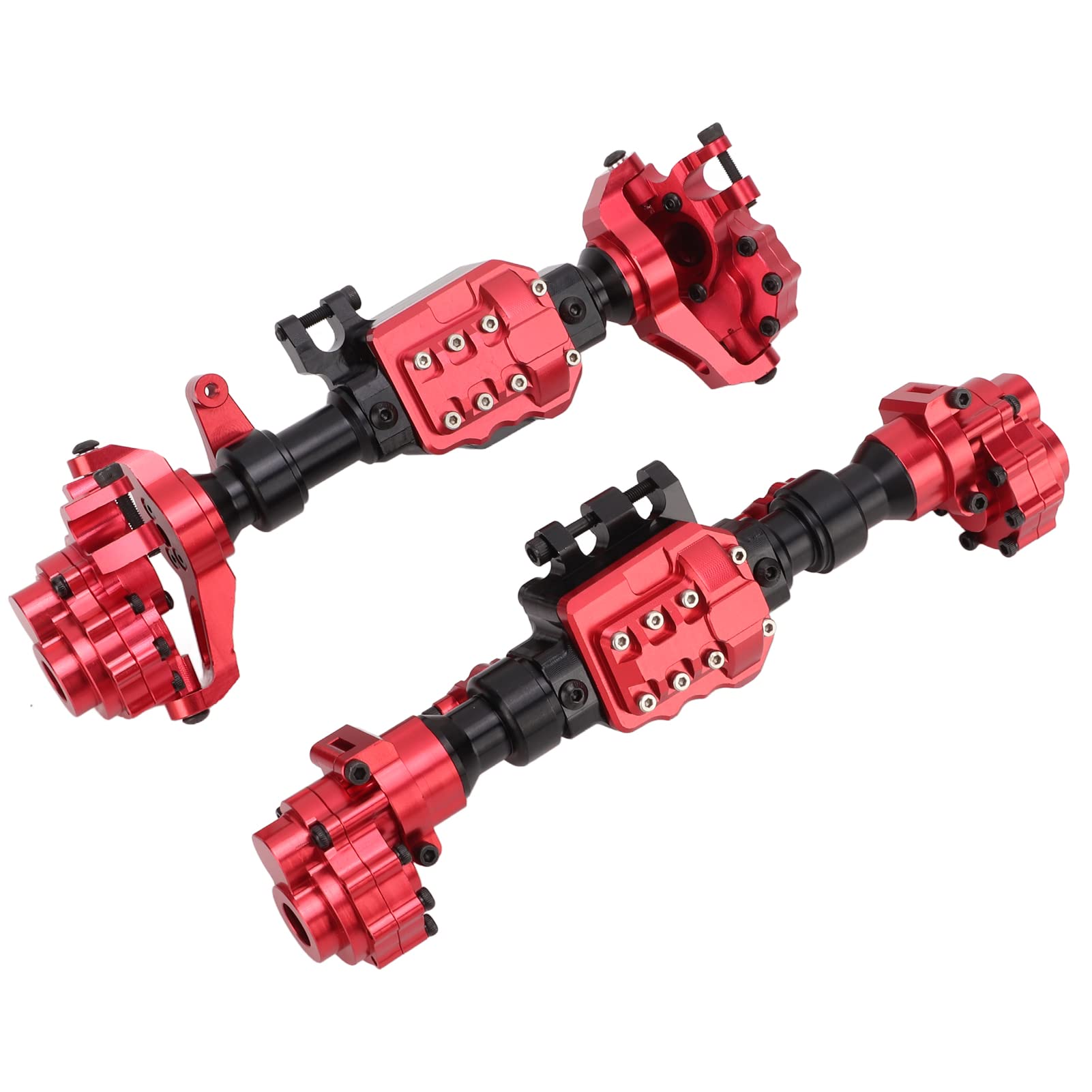 Boîtier D'essieu Avant et Arrière en Métal, Pièces de Mise à Niveau RC pour Voitures à Chenilles 1/10, Alliage D'aluminium Rouge Noir, Léger, Installation Facile pour Accessoire de Jouet RC