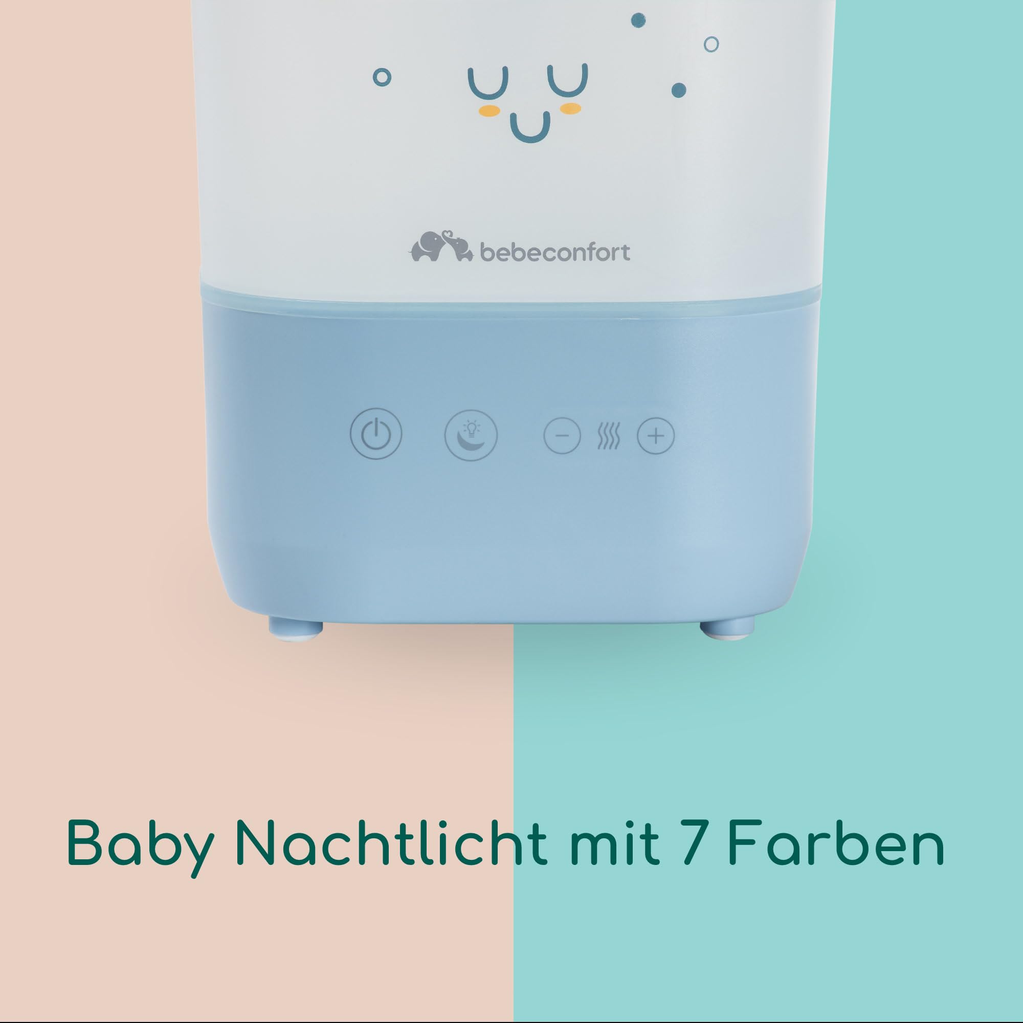 Bebeconfort Cool-Mist Luftbefeuchter Baby, Baby Nachtlicht mit 7 Farben, Ultraschalltechnologie (bis 48 Stunden), 2,1 Liter Easy-Fill-Wassertank, Ausschaltautomatik, Reinigungsbürste Inklusive, Blau