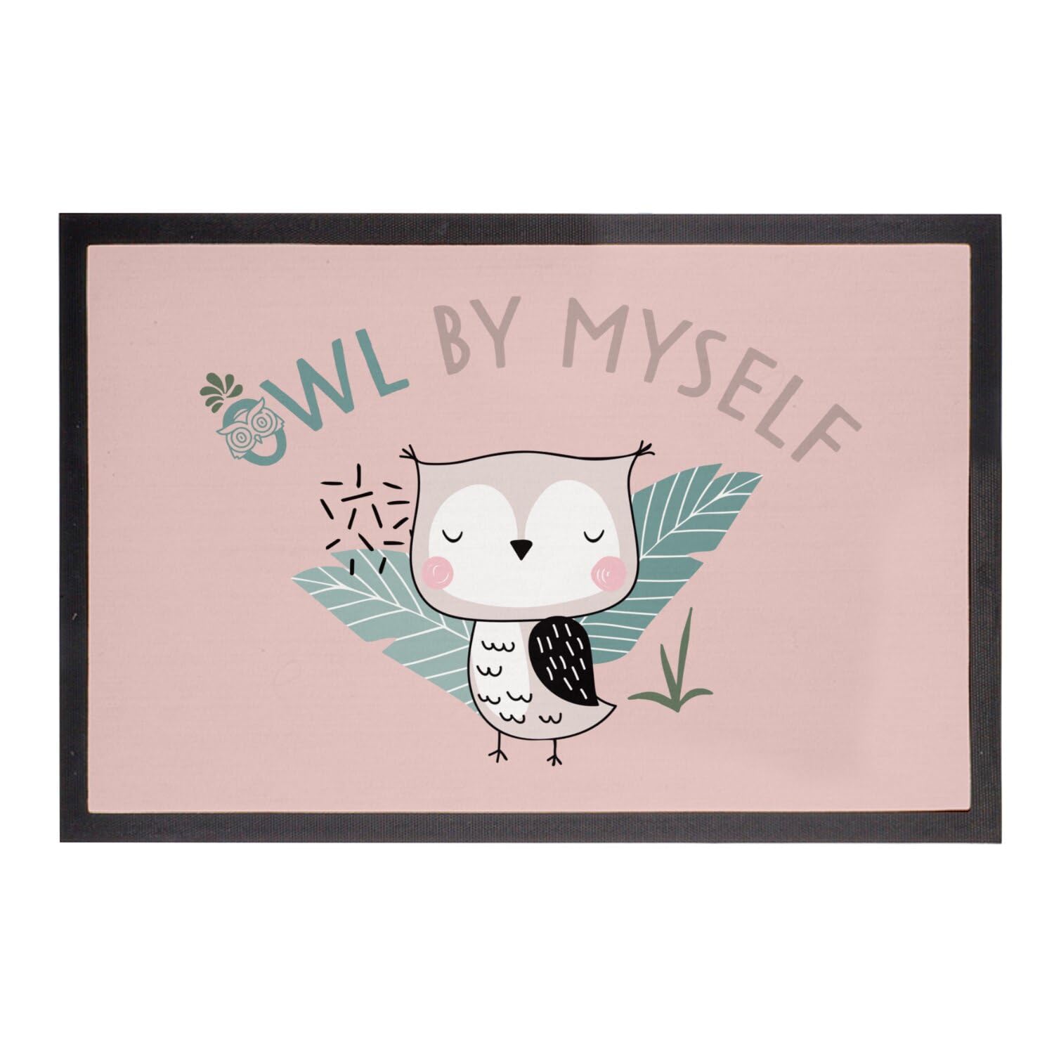 Paillasson rose Mignon Dessin Hibou 75x50cm tapis entree original maison deco