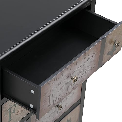 Miniatura 6 de PHI VILLA Armario decorativo con 4 cajones armario rústico de granja gabinete esquinero Credenza para entrada pasillo sala de estar dormitorio