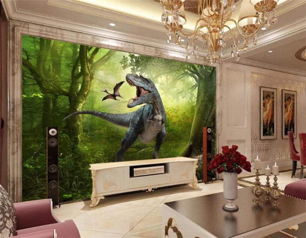 RQWBH Self-Adhesive Wallpaper 3D Murals (W) 200X (H) 150Cm Jurassic World Dinosaurs Wallpaper Children's Room Cartoon Wallpaper Boys and Girls Bedroom Murals Wall Covering Children's Bedroom Wallp